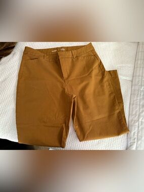 Old Navy Women's Pixie Straight High-Rise Pant Size 14 Brown Gold Cotton Blend
